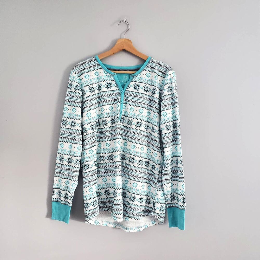 Betsey Johnson 2 Piece Long Sleeve Snowflake Pajama Set L